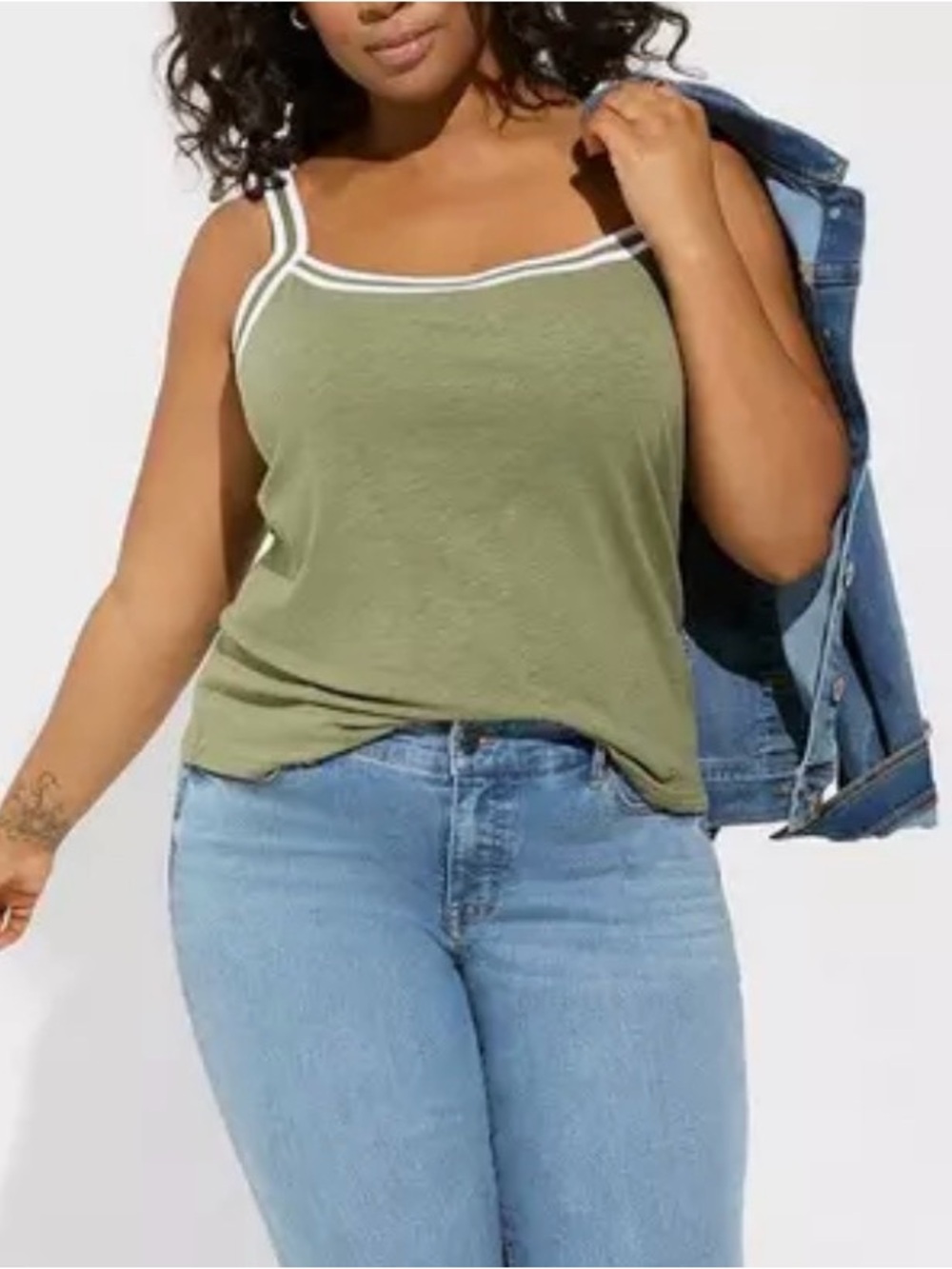Torrid Olive Green Camisole with White Trim